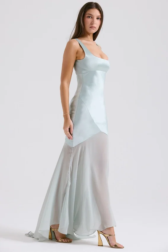 Vittoria Pistachio Chiffon Floor Length Gown Vittoria Pistachio Chiffon Floor Length Gown