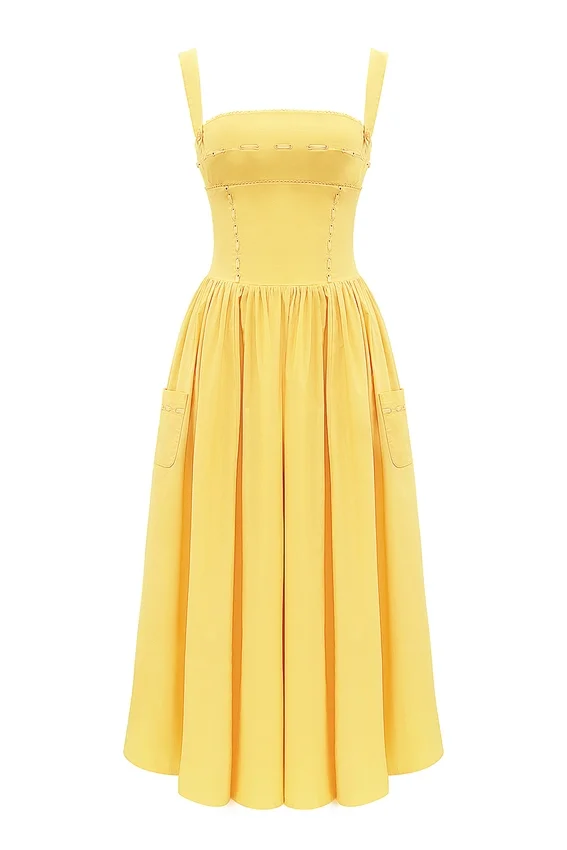 Vivien Apricot Cotton Midi Sundress Vivien Apricot Cotton Midi Sundress