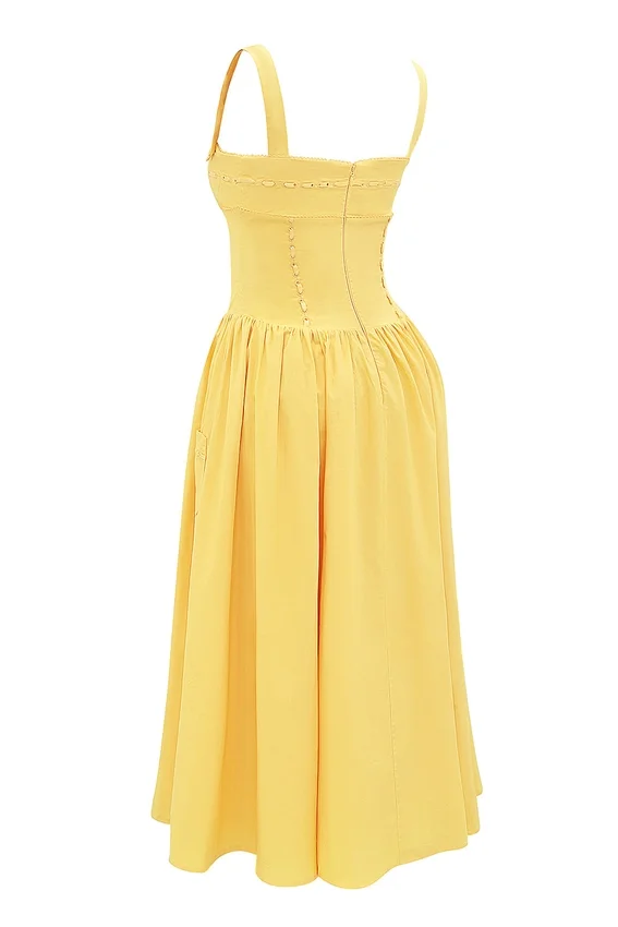 Vivien Apricot Cotton Midi Sundress Vivien Apricot Cotton Midi Sundress