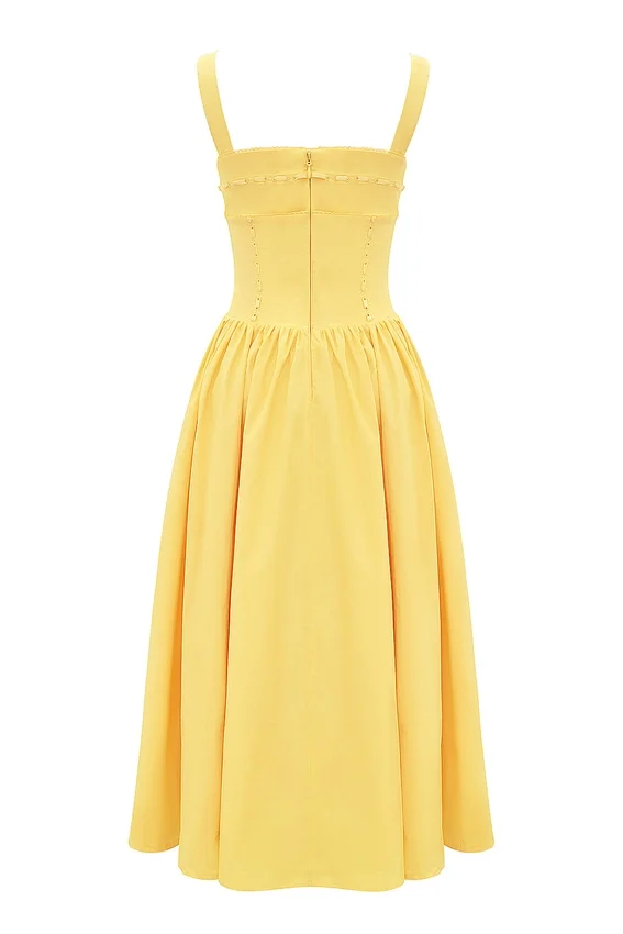 Vivien Apricot Cotton Midi Sundress Vivien Apricot Cotton Midi Sundress