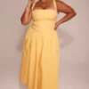 Vivien Apricot Cotton Midi Sundress Vivien Apricot Cotton Midi Sundress
