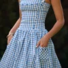 Vivien Regatta Blue Gingham Midi Sundress
