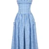 Vivien Regatta Blue Gingham Midi Sundress