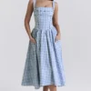Vivien Regatta Blue Gingham Midi Sundress