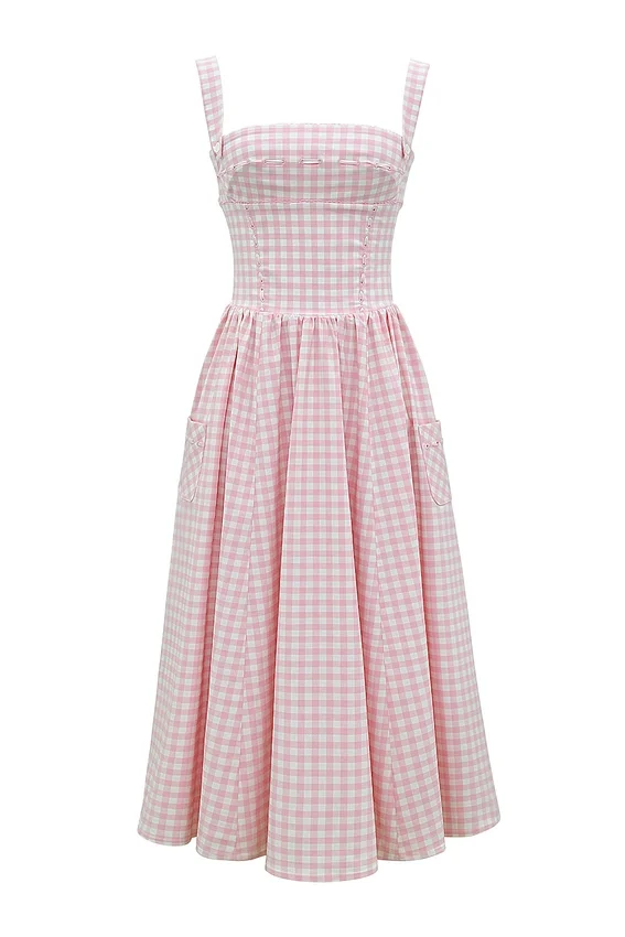 Vivien Strawberry Shortcake Gingham Midi Sundress Vivien Strawberry Shortcake Gingham Midi Sundress