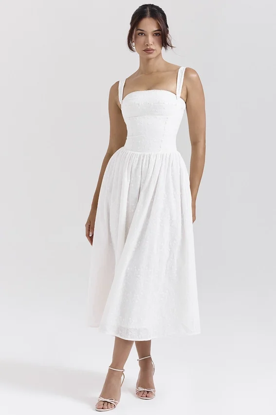 Vivien White Broderie Anglais Midi Sundress Vivien White Broderie Anglais Midi Sundress