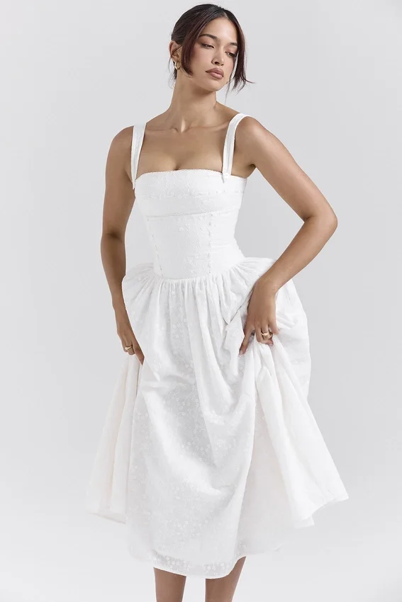 Vivien White Broderie Anglais Midi Sundress Vivien White Broderie Anglais Midi Sundress