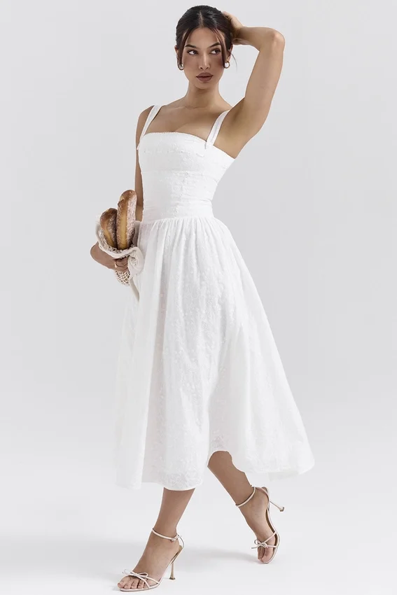 Vivien White Broderie Anglais Midi Sundress Vivien White Broderie Anglais Midi Sundress