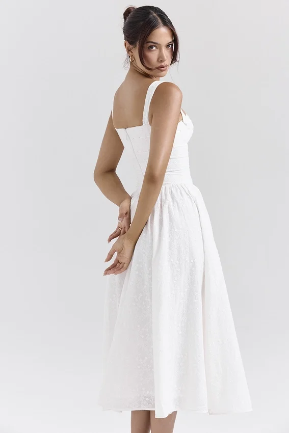 Vivien White Broderie Anglais Midi Sundress Vivien White Broderie Anglais Midi Sundress