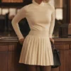 Willow White Cashmere Blend Pleated Skated Mini Dress Willow White Cashmere Blend Pleated Skated Mini Dress
