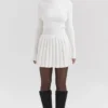 Willow White Cashmere Blend Pleated Skated Mini Dress Willow White Cashmere Blend Pleated Skated Mini Dress