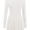 Willow White Cashmere Blend Pleated Skated Mini Dress Willow White Cashmere Blend Pleated Skated Mini Dress