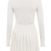 Willow White Cashmere Blend Pleated Skated Mini Dress Willow White Cashmere Blend Pleated Skated Mini Dress