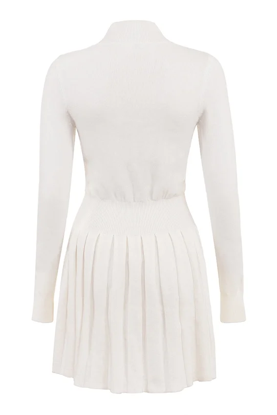 Willow White Cashmere Blend Pleated Skated Mini Dress Willow White Cashmere Blend Pleated Skated Mini Dress