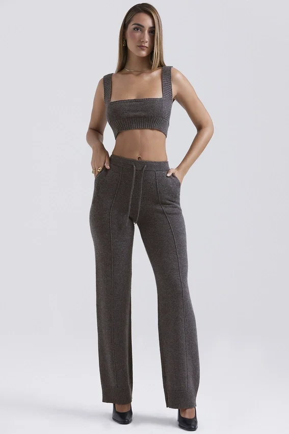 Yalina Charcoal Cashmere Blend Trousers Yalina Charcoal Cashmere Blend Trousers