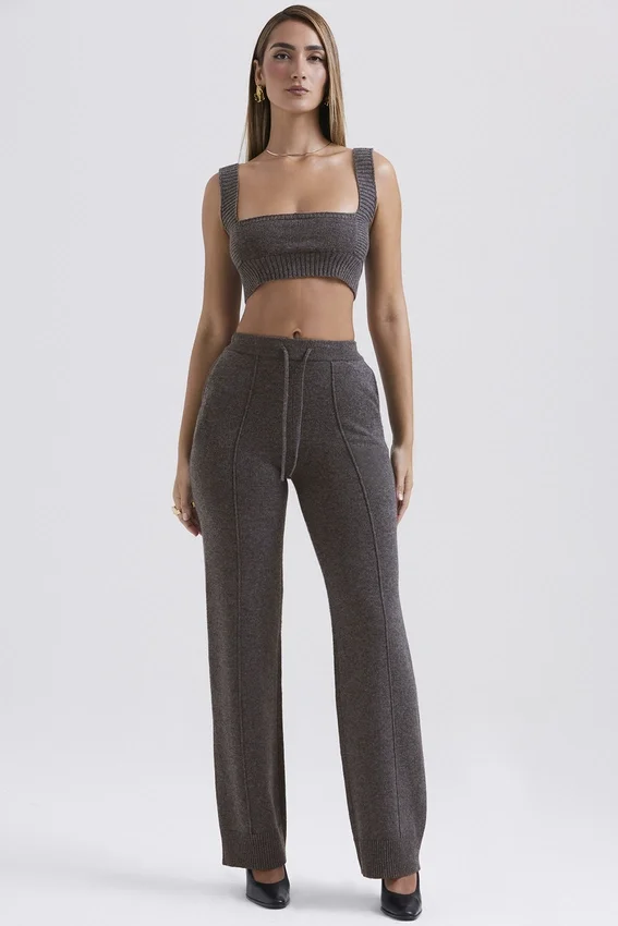 Yalina Charcoal Cashmere Blend Trousers Yalina Charcoal Cashmere Blend Trousers