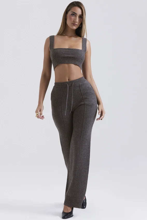 Yalina Charcoal Cashmere Blend Trousers Yalina Charcoal Cashmere Blend Trousers