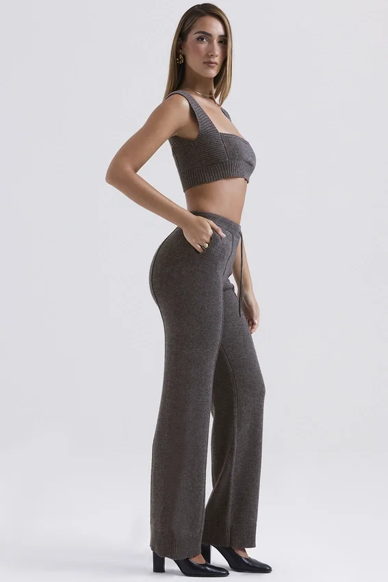 Yalina Charcoal Cashmere Blend Trousers Yalina Charcoal Cashmere Blend Trousers