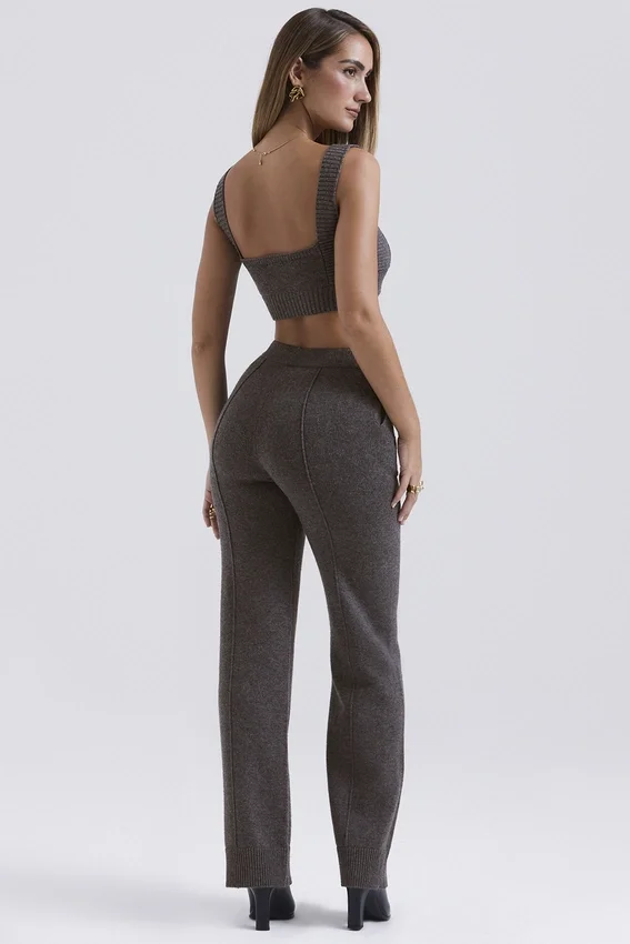 Yalina Charcoal Cashmere Blend Trousers Yalina Charcoal Cashmere Blend Trousers