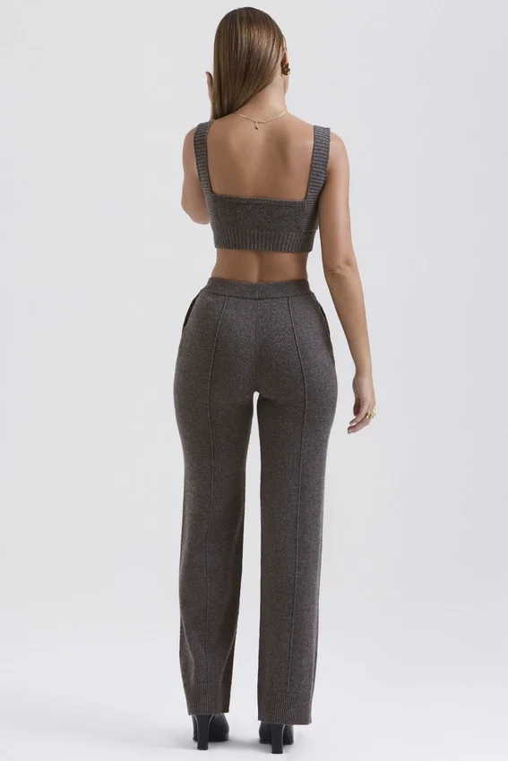 Yalina Charcoal Cashmere Blend Trousers Yalina Charcoal Cashmere Blend Trousers