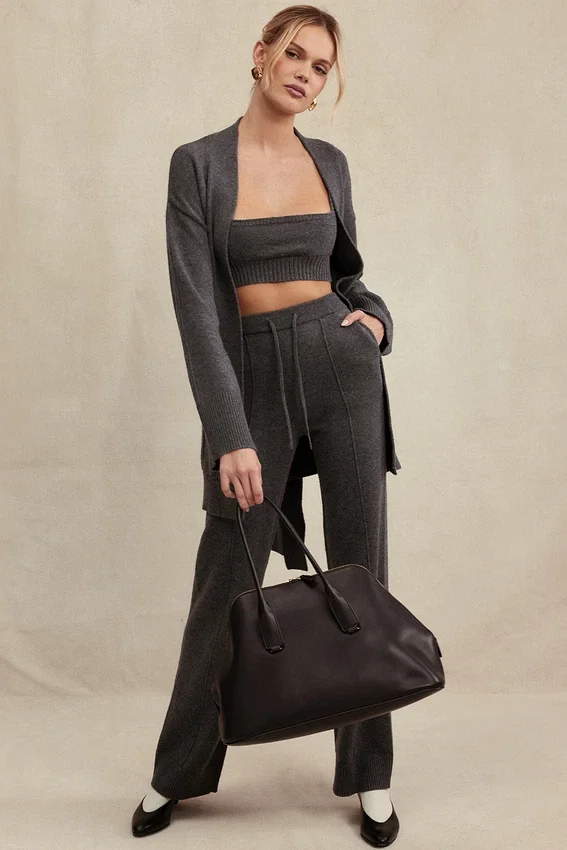 Yalina Charcoal Cashmere Blend Trousers Yalina Charcoal Cashmere Blend Trousers