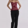 Yara Wine Lace Strapless Corset Top Yara Wine Lace Strapless Corset Top