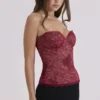Yara Wine Lace Strapless Corset Top Yara Wine Lace Strapless Corset Top