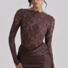 Yasmeen Espresso Brown Lace + Satin Draped Maxi Dress Yasmeen Espresso Brown Lace + Satin Draped Maxi Dress