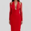 Yasmin Scarlet Plunge Midi Dress Yasmin Scarlet Plunge Midi Dress