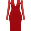 Yasmin Scarlet Plunge Midi Dress Yasmin Scarlet Plunge Midi Dress