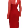 Yasmin Scarlet Plunge Midi Dress Yasmin Scarlet Plunge Midi Dress
