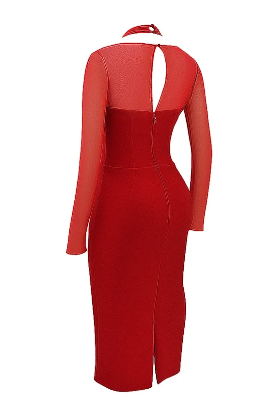 Yasmin Scarlet Plunge Midi Dress Yasmin Scarlet Plunge Midi Dress