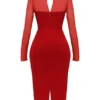 Yasmin Scarlet Plunge Midi Dress Yasmin Scarlet Plunge Midi Dress