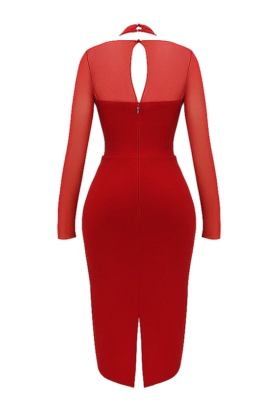 Yasmin Scarlet Plunge Midi Dress Yasmin Scarlet Plunge Midi Dress