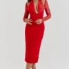 Yasmin Scarlet Plunge Midi Dress Yasmin Scarlet Plunge Midi Dress