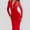Yasmin Scarlet Plunge Midi Dress Yasmin Scarlet Plunge Midi Dress