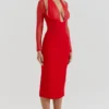 Yasmin Scarlet Plunge Midi Dress Yasmin Scarlet Plunge Midi Dress