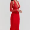 Yasmin Scarlet Plunge Midi Dress Yasmin Scarlet Plunge Midi Dress