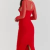 Yasmin Scarlet Plunge Midi Dress Yasmin Scarlet Plunge Midi Dress
