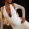 Yasmin White Plunge Midi Dress Yasmin White Plunge Midi Dress