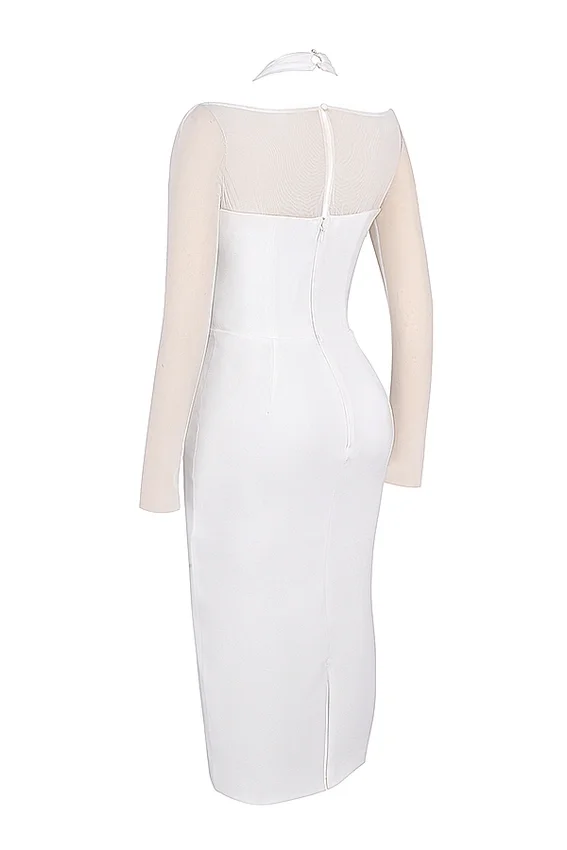 Yasmin White Plunge Midi Dress Yasmin White Plunge Midi Dress