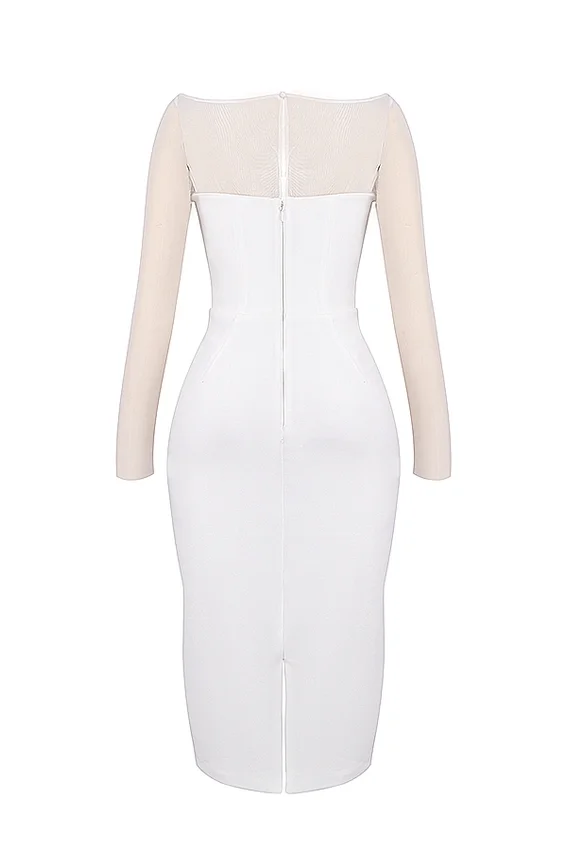 Yasmin White Plunge Midi Dress Yasmin White Plunge Midi Dress
