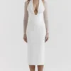 Yasmin White Plunge Midi Dress Yasmin White Plunge Midi Dress
