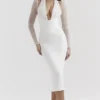 Yasmin White Plunge Midi Dress Yasmin White Plunge Midi Dress