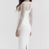 Yasmin White Plunge Midi Dress Yasmin White Plunge Midi Dress