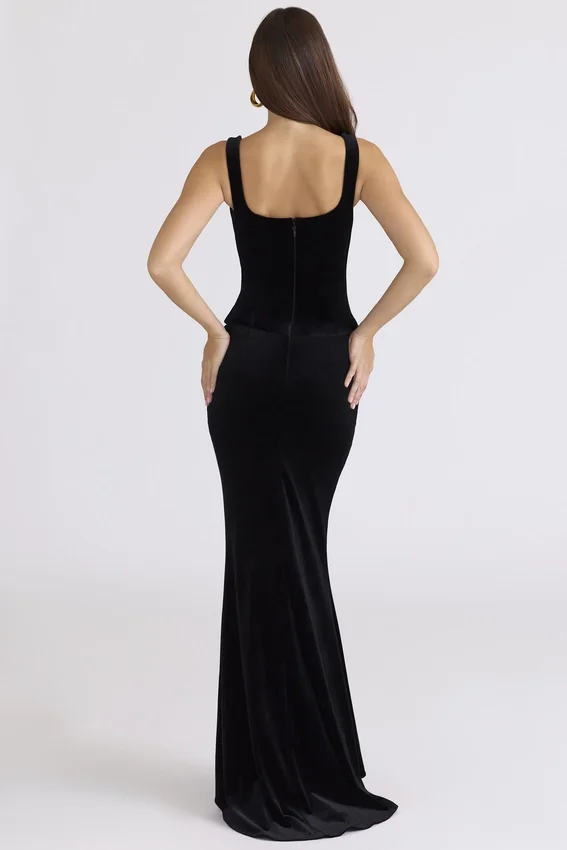 Yasmina Black Velvet Hourglass Maxi Dress – Limited Edition Yasmina Black Velvet Hourglass Maxi Dress – Limited Edition