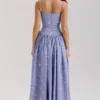 Ysabella Blue Daisy Print Stretch Cotton Midi Sundress Ysabella Blue Daisy Print Stretch Cotton Midi Sundress