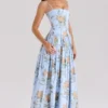 Ysabella Blue Vintage Rose Print Cotton Midi Sundress Ysabella Blue Vintage Rose Print Cotton Midi Sundress