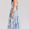 Ysabella Blue Vintage Rose Print Cotton Midi Sundress Ysabella Blue Vintage Rose Print Cotton Midi Sundress