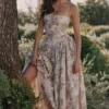 Ysabella Cream Floral Print Cotton Midi Sundress Ysabella Cream Floral Print Cotton Midi Sundress
